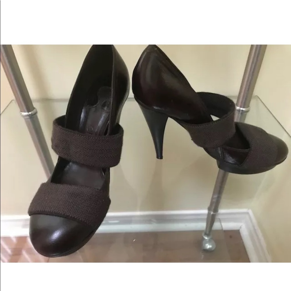 Chloé Platform Leather Heels Round Toe Elastic Platform Minimalist Shoes Rare